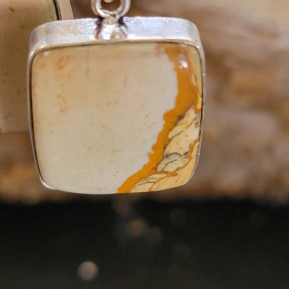 Sterling Silver Square Jasper Dangle Earrings - Picture 4 of 9